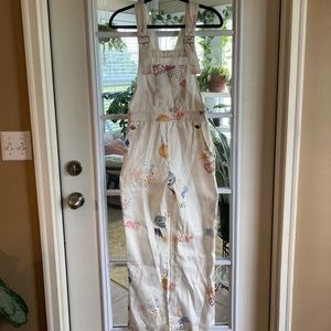 White Overalls with Print Pattern